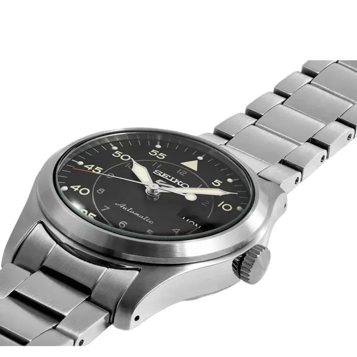 Seiko 5 Sports Flieger Automatic Black Dial Silver Steel Strap Watch for Men - SRPH27K1 - Image 5